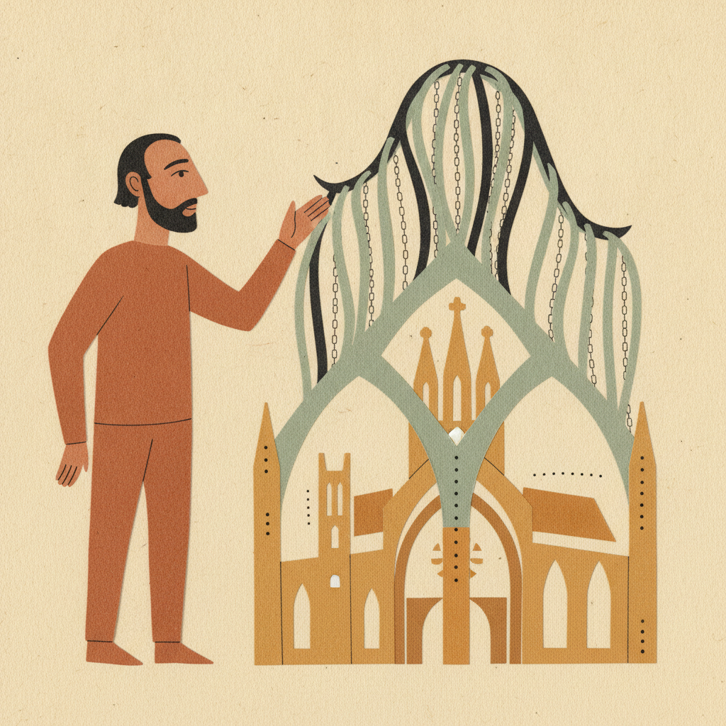 Imagen del dato curioso: Gaudí diseñaba con catenarias invertidas colgantes