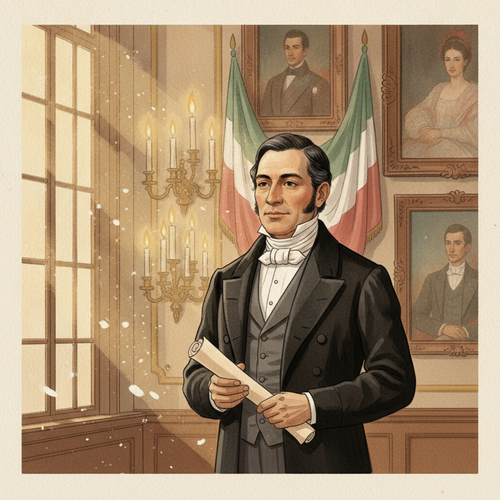 Ilustración de la efeméride: Benito Juárez es declarado Presidente Constitucional de México