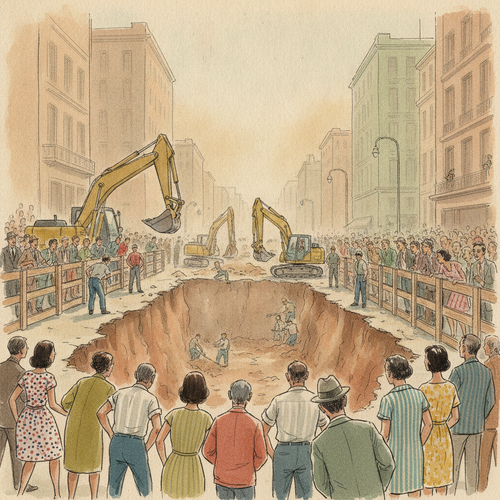 Ilustración de la efeméride: Inician las obras del Metro de la Ciudad de México