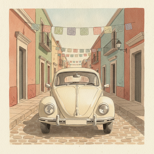 Ilustración de la efeméride: Día Mundial del Vocho, el auto más querido de México