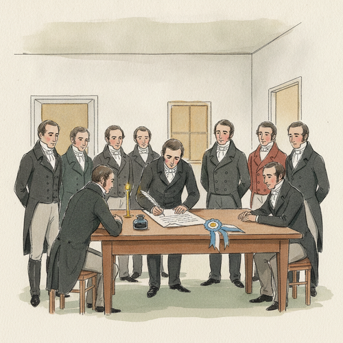 Ilustración de la efeméride: Argentina proclama su independencia en el Congreso de Tucumán
