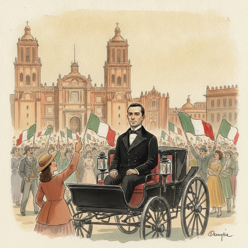 Ilustración de la efeméride: Juárez restaura la República y entra triunfante a la capital