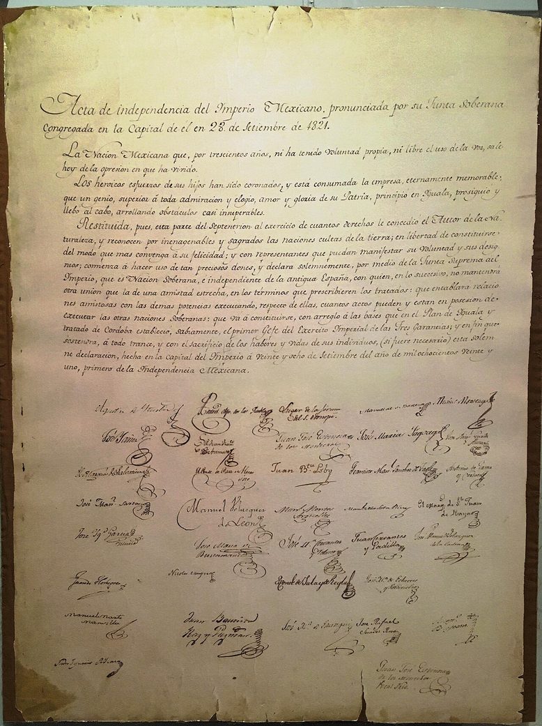 Foto histórica: Se firma el Acta de Independencia del Imperio Mexicano